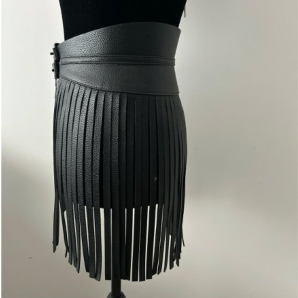 NEW with Tags Festival BCBG MaxAzria Black Fringe Belt S $98 - Picture 5 of 10